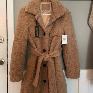 BLANK NYC Faux Shearling Belted Coat (XS)